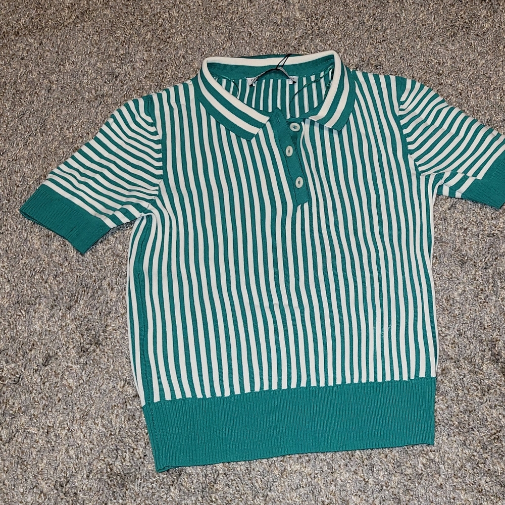 NWT zara short sleeve polo sweater